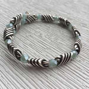 Retired ALEX AND ANI beaded wrap silver and blue